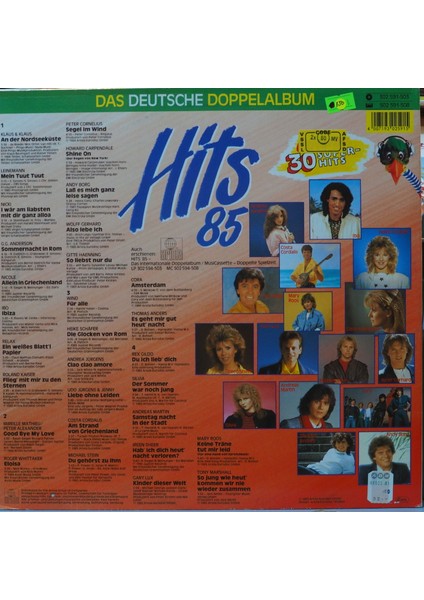 Hits 85, Das Deutsche Doppelalbum,alman Baskı 1985 2lp fiyatları
