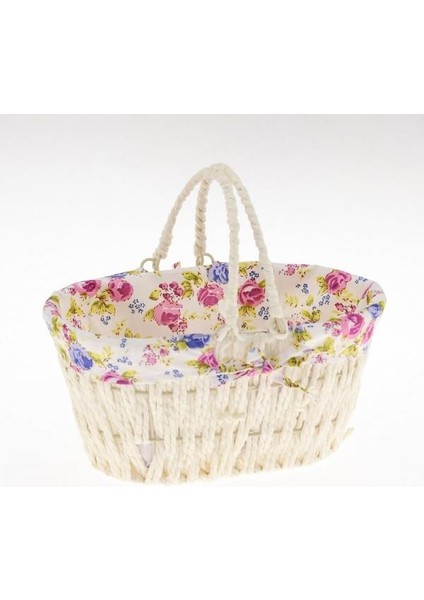 Ün-Ev 7025 Oval Kulplu Krem Ekmek Sepeti