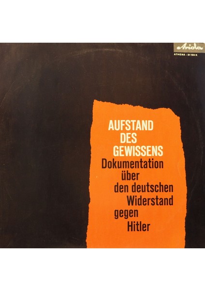Heinrich Uhlig Aufstand Des Gewissens Dokumentation Über Den Deutschen Widerstand Gegen 1961 Lp