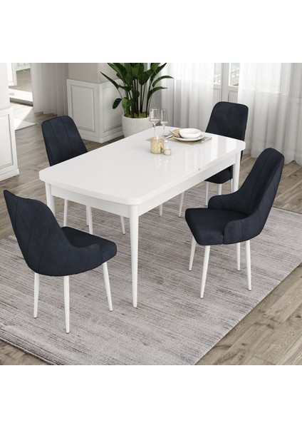 Concept Ram Serisi, 80 x 132 cm Açılabilir Masa Takımı, Beyaz Masa 4 Sandalye