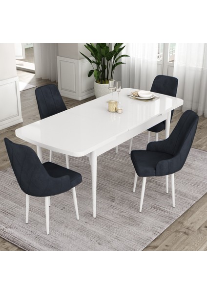 Concept Ram Serisi, 80 x 132 cm Açılabilir Masa Takımı, Beyaz Masa 4 Sandalye