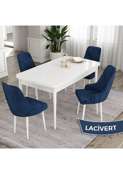 Concept Ram Serisi, 80 x 132 cm Açılabilir Masa Takımı, Beyaz Masa 4 Sandalye