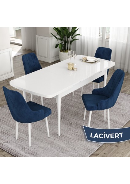 Concept Ram Serisi, 80 x 132 cm Açılabilir Masa Takımı, Beyaz Masa 4 Sandalye