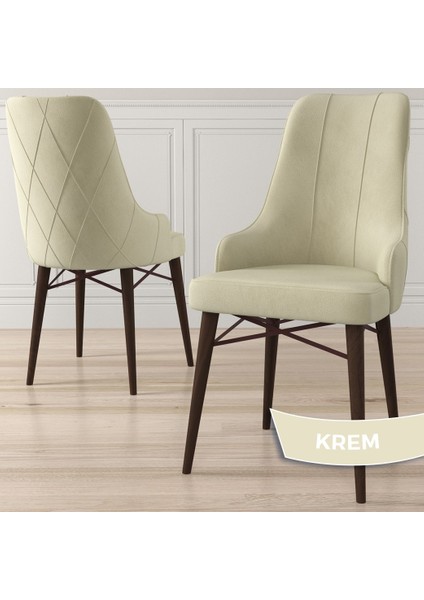 Concept Lia Serisi, 80 x 132 cm Açılabilir Mutfak Masa Takımı, Beyaz Masa Ceviz Ayak 4 Sandalye