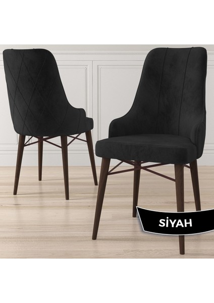 Concept Lia Serisi, 80 x 132 cm Açılabilir Mutfak Masa Takımı, Beyaz Masa Ceviz Ayak 6 Sandalye