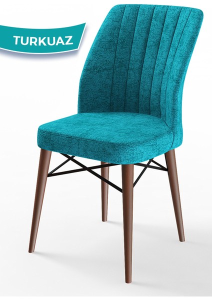 Concept Rox Serisi, Yuvarlak Mutfak Masa Takımı, Barok Ahşap Desen Masa ve 4 Sandalye