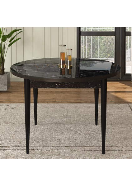 Concept Rox Serisi, Yuvarlak Mutfak Masa Takımı, Siyah Mermer Desen Masa ve 4 Sandalye fiyatları