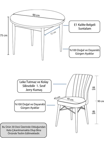 Concept Rox Serisi, Yuvarlak Mutfak Masa Takımı, Siyah Mermer Desen Masa ve 4 Sandalye indirimleri