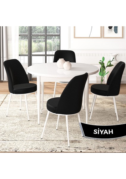 Concept Tor Serisi, Yuvarlak Mutfak Masa Takımı, Beyaz Masa ve 4 Sandalye