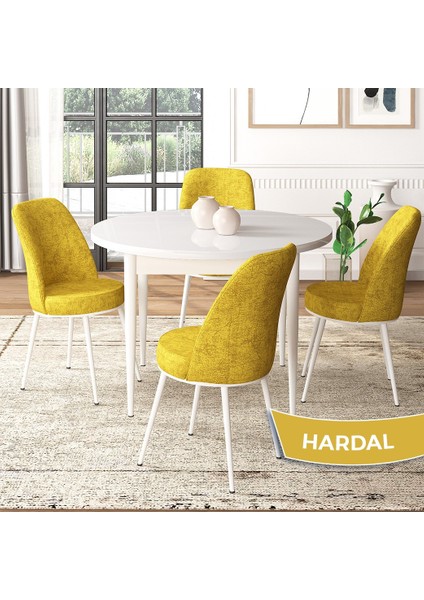 Concept Tor Serisi, Yuvarlak Mutfak Masa Takımı, Beyaz Masa ve 4 Sandalye