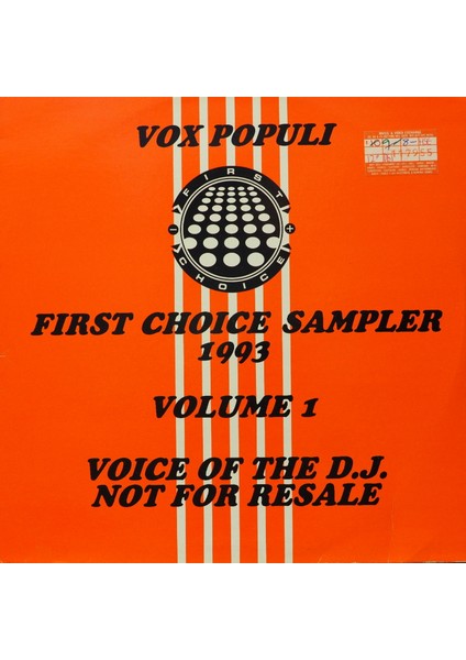 Vox Populi First Choice Sampler 1993 Volume 1 1993 Lp