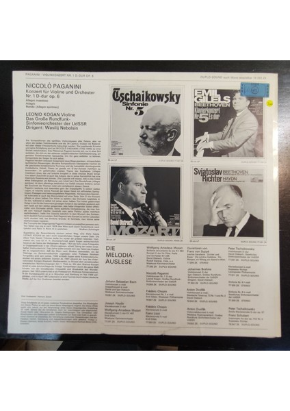 Paganini*violinkonzert Nr. 1 D-Dur Op. 6,almanya Baskı 1961 Lp