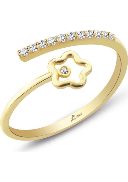 Şans Yolu Çiçek Taşlı Altın Yüzük