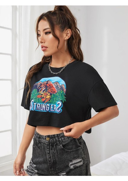 Kadın Stringer Baskılı Oversize Crop fırsatları