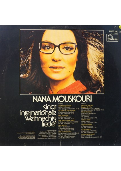 Nana Mouskouri Singt Internationale Weihnachts Lieder 1972 Lp