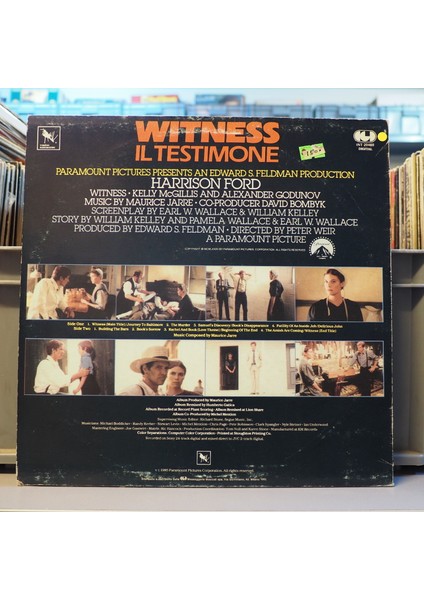 Maurice Jarre - "witness - Il Testimone" Colonna Sonora Originale Del Film Lp fiyatları