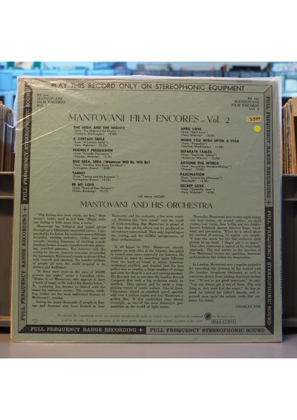 Mantovani - Film Encores, Vol. 2 Lp