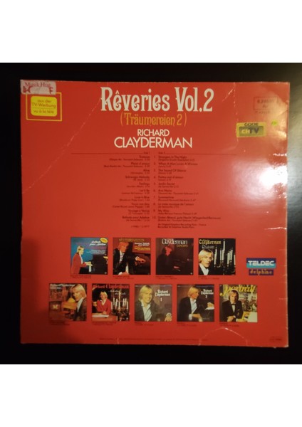 Richard Clayderman* Rêveries Vol.2 (Träumereien 2) ,,isviçre Baskı 1980 Lp fiyatları
