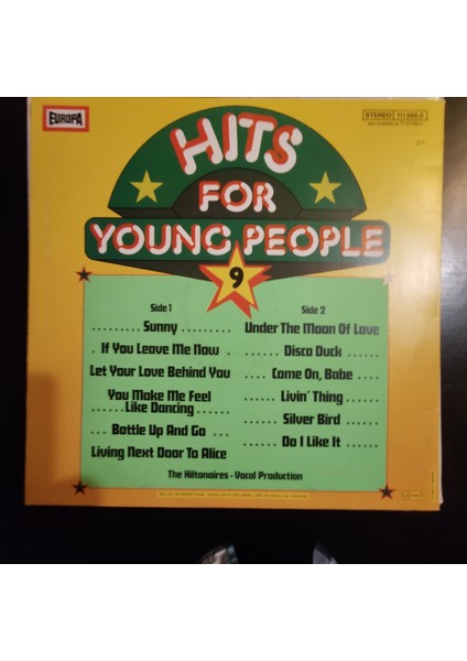 Hits For Young People 9* Almanya Baskı 1977 Lp