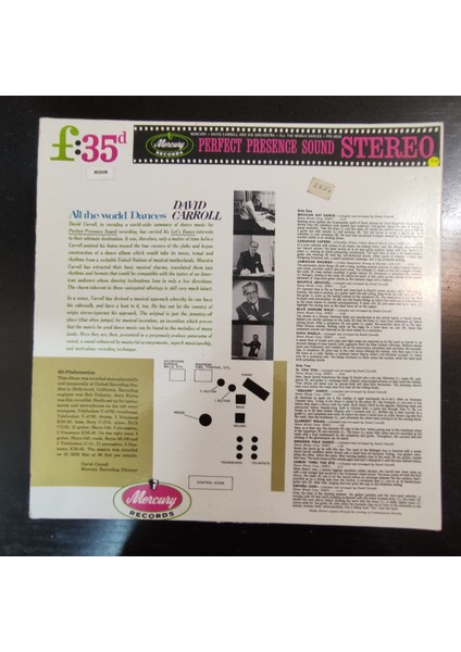 David Carroll & His Orchestra * All The World Dances,amerikan Baskı 1961 Lp