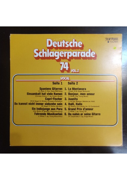 Deutsche Schlagerparade 74 Vol. 2, Almanya Baskı 1974 Lp fiyatları