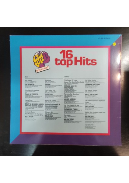 16 Top Hits * Juli/august 1985,ALMANYA Baskı 1985 Lp