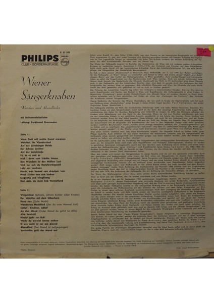 Die Wiener Sängerknaben Ferdinand Grossmann Wander- Und 1962 Lp