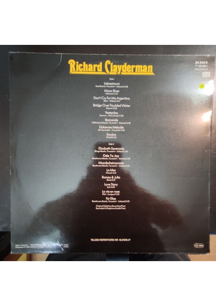 Richard Clayderman * Träumerei ? Die Schönsten Klavier-Melodien Mit* Almanya Baskı 1979 Lp
