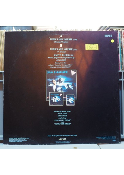 Jan Hammer *tubbs And Valerie (Extended Mix), Almanya Baskı 1987 Lp