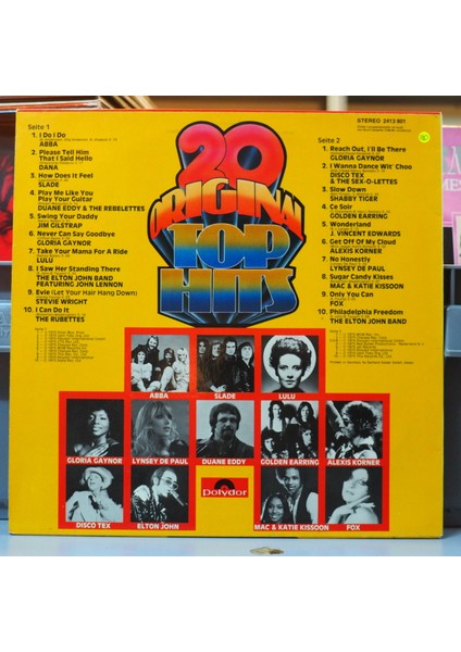 20 Original Top Hits ,almanya Baskı 1975 Lp fiyatları