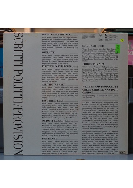 Scritti Politti * Provision ,almanya Baskı 1980 Lp