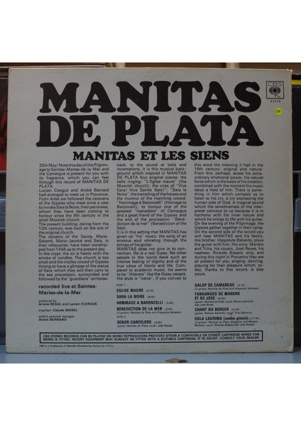 Manitas De Plata * Manitas Et Les Siens,ingiltere Baskı 1967 Lp fiyatları