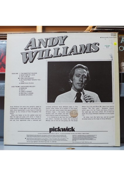 Andy Williams * Unchained Melody,ingiliz Baskı Lp fiyatları