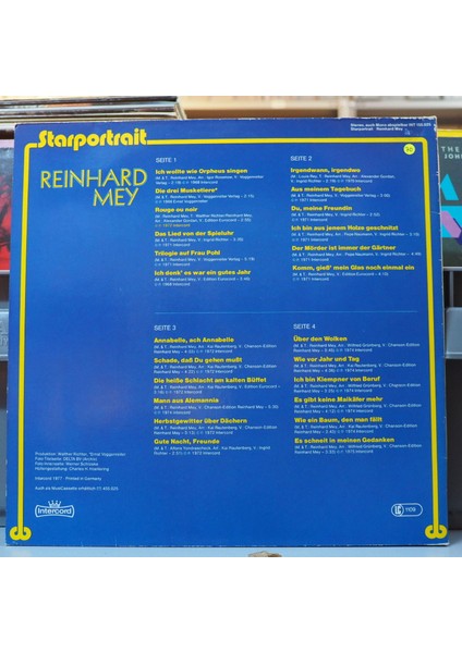 Reinhard Mey * Starportrait ,almanya Baskı 1977 2lp