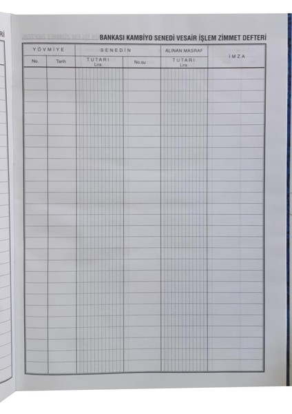 Kambiyo Senedi Vesair Işlem Zimmet Defteri