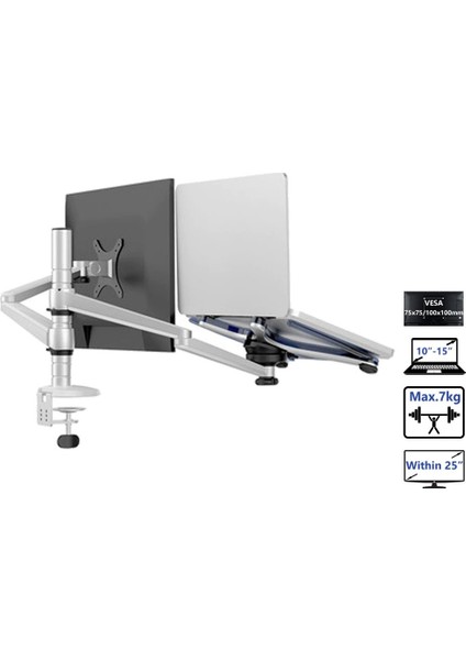 Ergonomik Notebook Stand ve Vesa Monitör Tutucu Kol Oa 7x