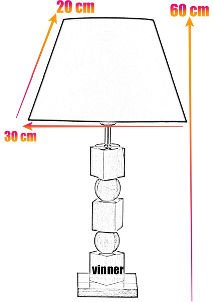 Geometry Gri Ahşap Abajur Kadife Mor