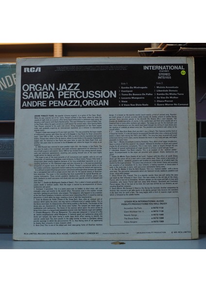André Penazzi * Organ Jazz Samba Percussion ,ingiltere Baskı 1970 Lp
