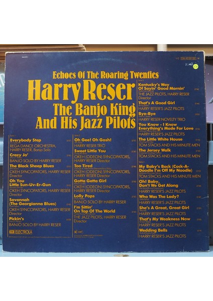 Harry Reser Echoes Of The Roaring Twenties (The Banjo King And His Jazz Pilots),almanya Baskı 2lp