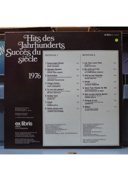 Hits Des Jahrhunderts 1976 ,isviçre Baskı 1981 Lp fiyatları