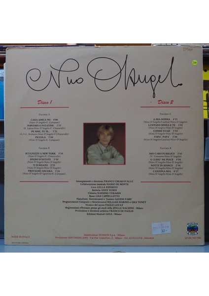 Nino D'angelo * Nino D'angelo,italyan Baskı 1985 2lp fiyatları