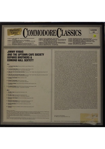 De Paris Brothers&edmond Hall Sextet Jimmy Ryan's And The Uptown Cafe Society fiyatları