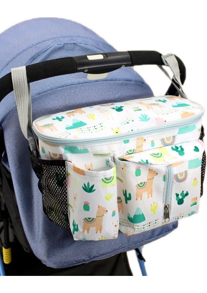 Çok Fonksiyonlu Bebek Arabası Depolama Çantası, Renk: Beyaz Alpaka Yanal Cep (Yurt Dışından)