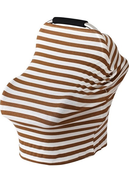 Çok Fonksiyonlu Pamuklu Hemşirelik Havlu Güvenlik Koltuğu Yastık Arabası Kapağı (Kahverengi ve Beyaz Şeritler) (Yurt Dışından)