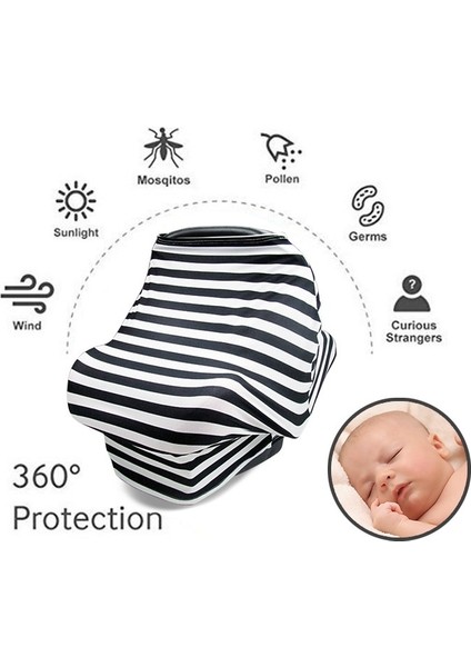 Parteri Ön Cam Emzirme Havlu (Siyah Beyaz Izgara) (Yurt Dışından) fiyatları