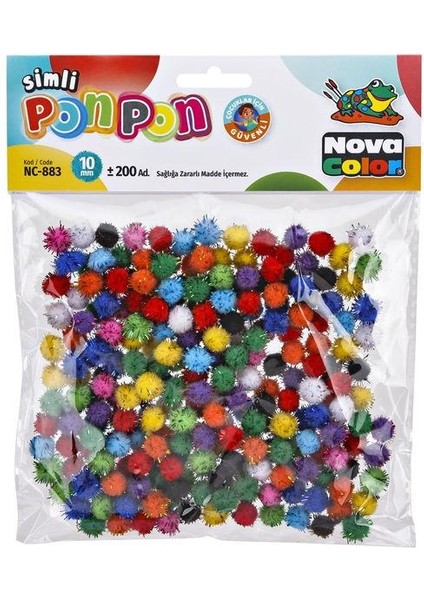 Nova Color Simli Ponpon 10 mm 200'LÜ Paket