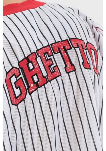 - Ghetto Striped Beyaz Beyzbol Forması fırsatları