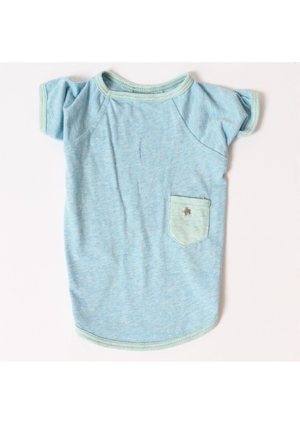 Simli Yıldızlı Cepli Pet Tshirt - Mavi - Köpek ve Kedi Kıyafeti fırsatları