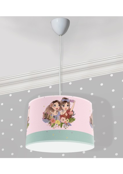 Sevimli Prenses Kızlar Çiçek Desenli Çocuk Odası Sarkıt Avize