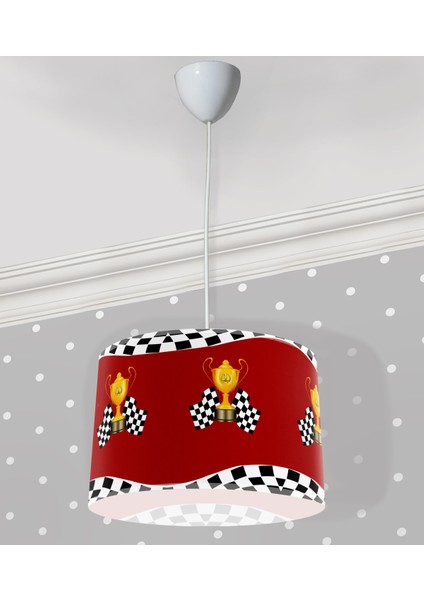 Araba Yarışı Kupa Desenli Çocuk Odası Sarkıt Avize